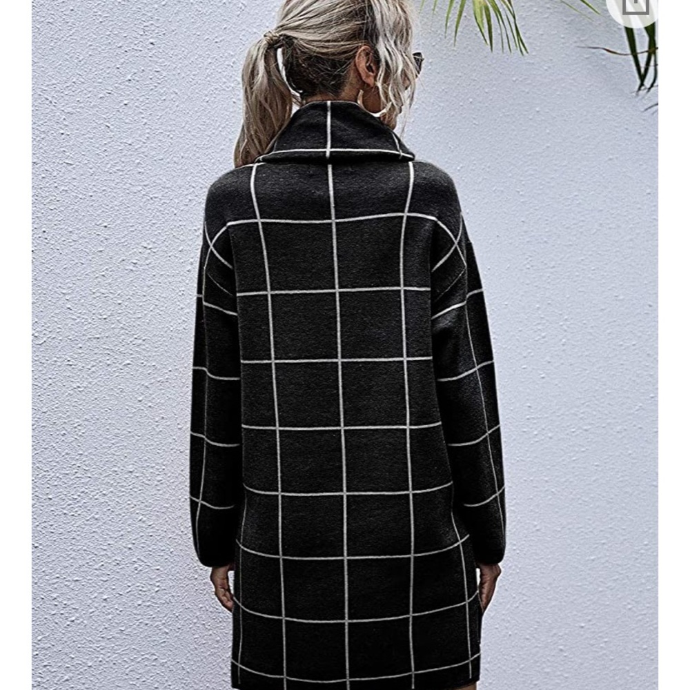 PLAID BLACK WHITE SWEATER DRESS NWT - Picture 6 of 6